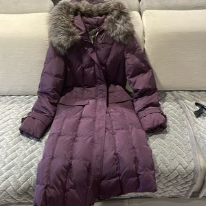 Maxi warm puffer from boutique great quality real fur belted NOT Mango